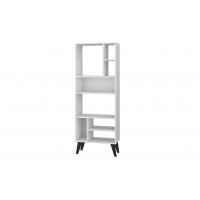 Manhattan Comfort 178AMC205 Warren Tall Bookcase 1.0   with 8 Shelves in White with Black Feet